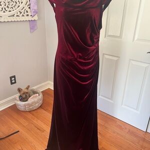 Luxurious Velvet Burgundy Wedding Dress
